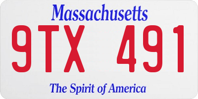 MA license plate 9TX491
