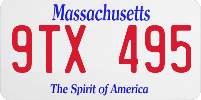 MA license plate 9TX495