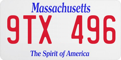 MA license plate 9TX496