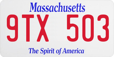 MA license plate 9TX503