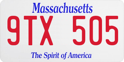 MA license plate 9TX505