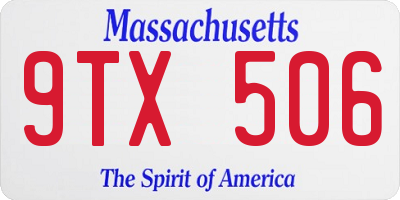 MA license plate 9TX506