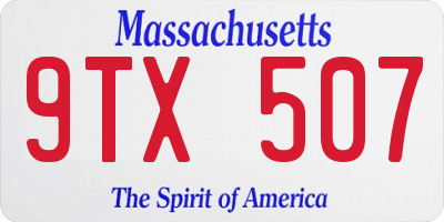 MA license plate 9TX507