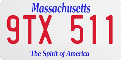 MA license plate 9TX511