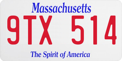 MA license plate 9TX514