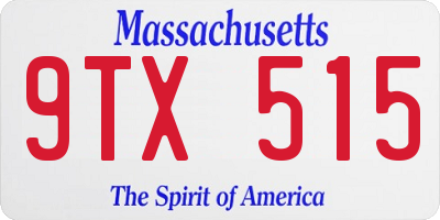 MA license plate 9TX515