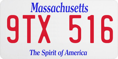 MA license plate 9TX516