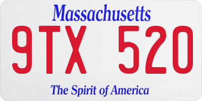 MA license plate 9TX520