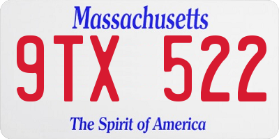 MA license plate 9TX522
