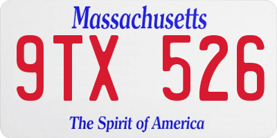 MA license plate 9TX526