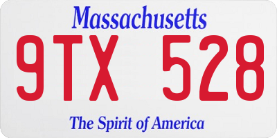 MA license plate 9TX528