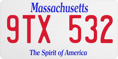 MA license plate 9TX532