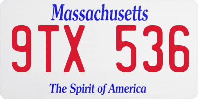 MA license plate 9TX536