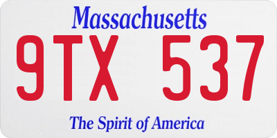 MA license plate 9TX537