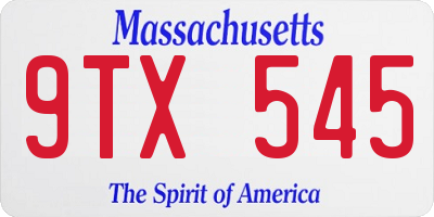 MA license plate 9TX545