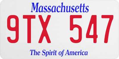 MA license plate 9TX547