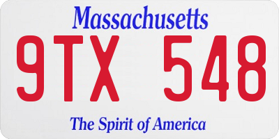 MA license plate 9TX548
