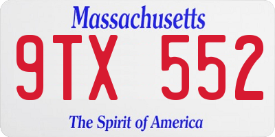 MA license plate 9TX552