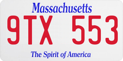MA license plate 9TX553