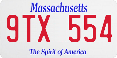 MA license plate 9TX554