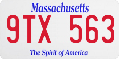 MA license plate 9TX563
