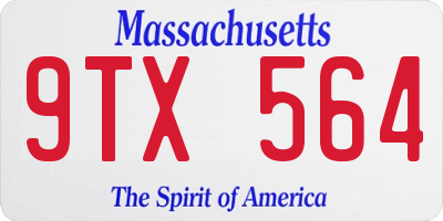 MA license plate 9TX564