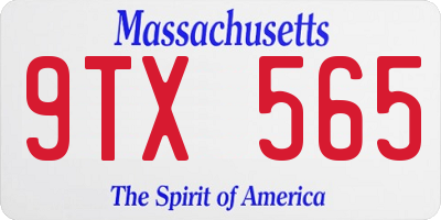 MA license plate 9TX565