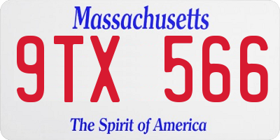 MA license plate 9TX566
