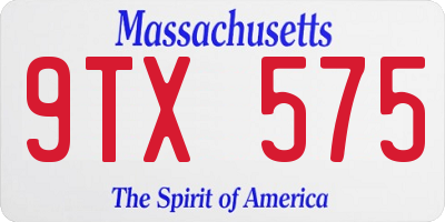 MA license plate 9TX575