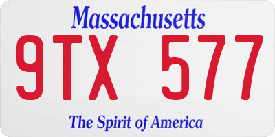MA license plate 9TX577
