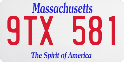 MA license plate 9TX581