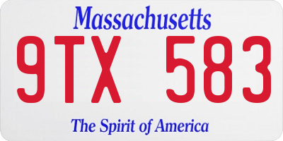 MA license plate 9TX583