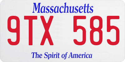 MA license plate 9TX585