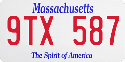 MA license plate 9TX587