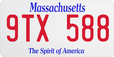 MA license plate 9TX588