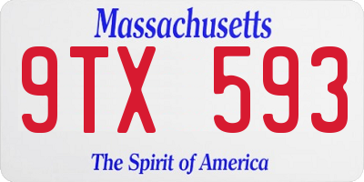 MA license plate 9TX593