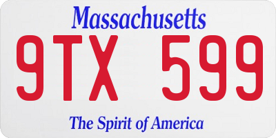 MA license plate 9TX599