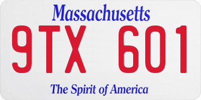 MA license plate 9TX601