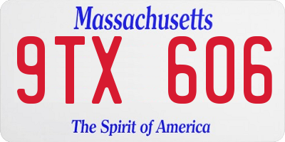 MA license plate 9TX606