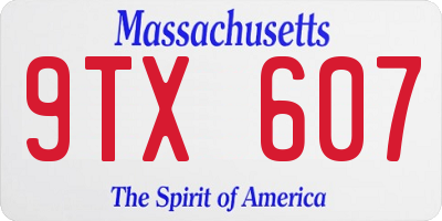 MA license plate 9TX607