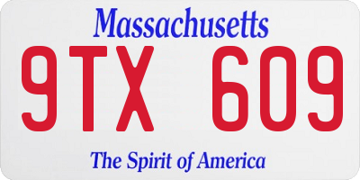 MA license plate 9TX609