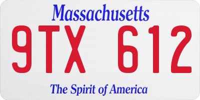 MA license plate 9TX612
