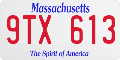 MA license plate 9TX613