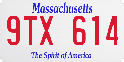 MA license plate 9TX614