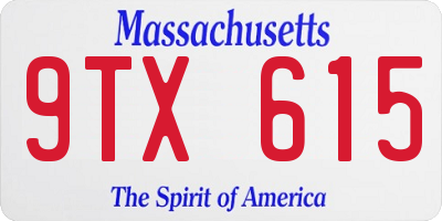 MA license plate 9TX615