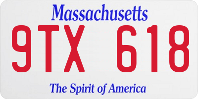 MA license plate 9TX618