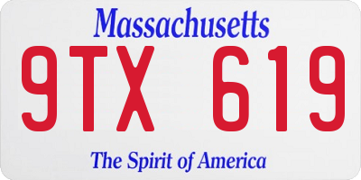 MA license plate 9TX619