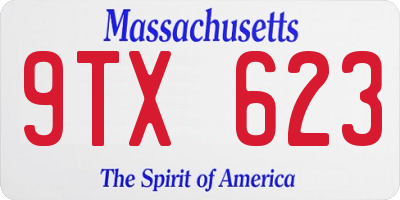MA license plate 9TX623