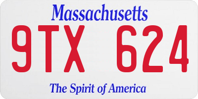 MA license plate 9TX624