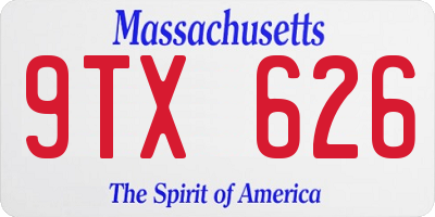 MA license plate 9TX626